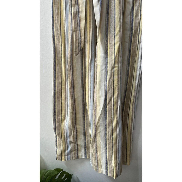 Ces Femme Pastel Short Sleeve Jumpsuit Women's Small Striped Cotton Wide Leg - Picture 11 of 16